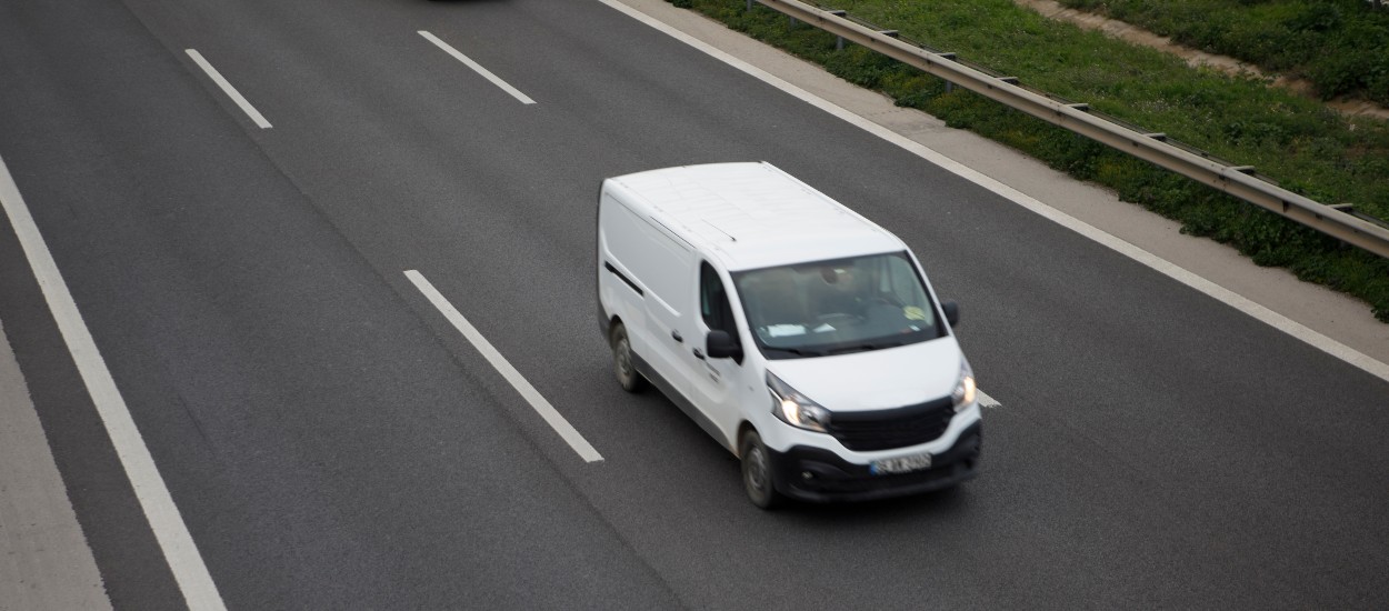 van on road