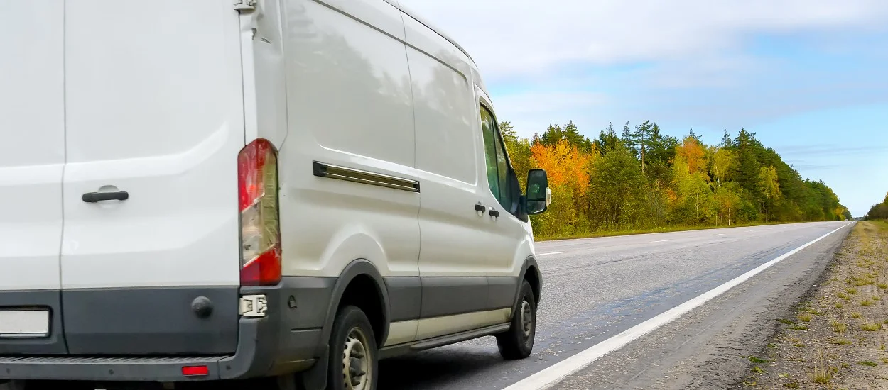 van on road