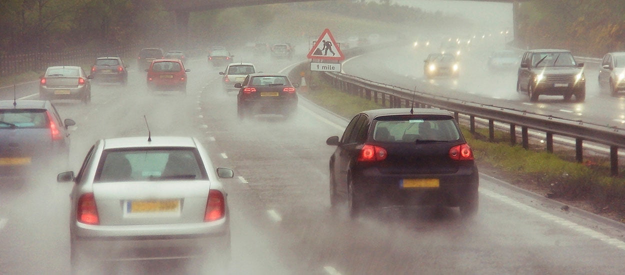 rainy UK motorway