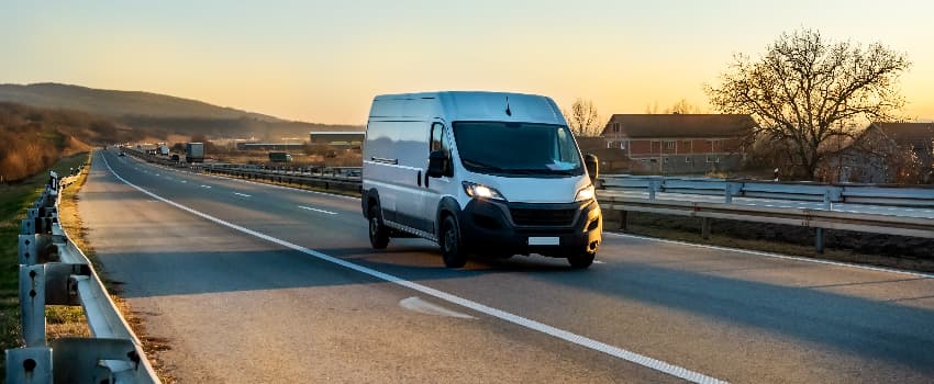 van driving on dual carriageway