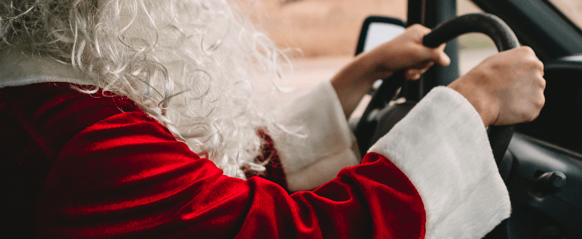 santa in delivery van